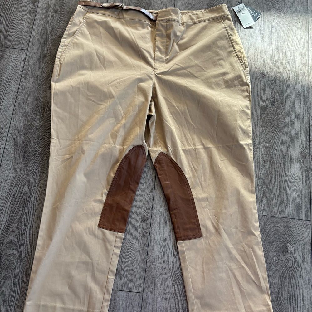 Ralph Lauren Leather-Trim Stretch Sateen Jodhpur Pant